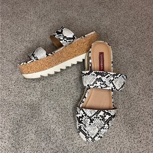 Snakeskin platformed sandals